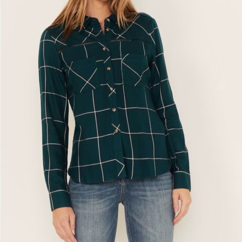 SHYANNE WOMEN'S PLAID PRINT‎ LONG SLEEVE BUTTON-DOWN WESTERN SHIRT